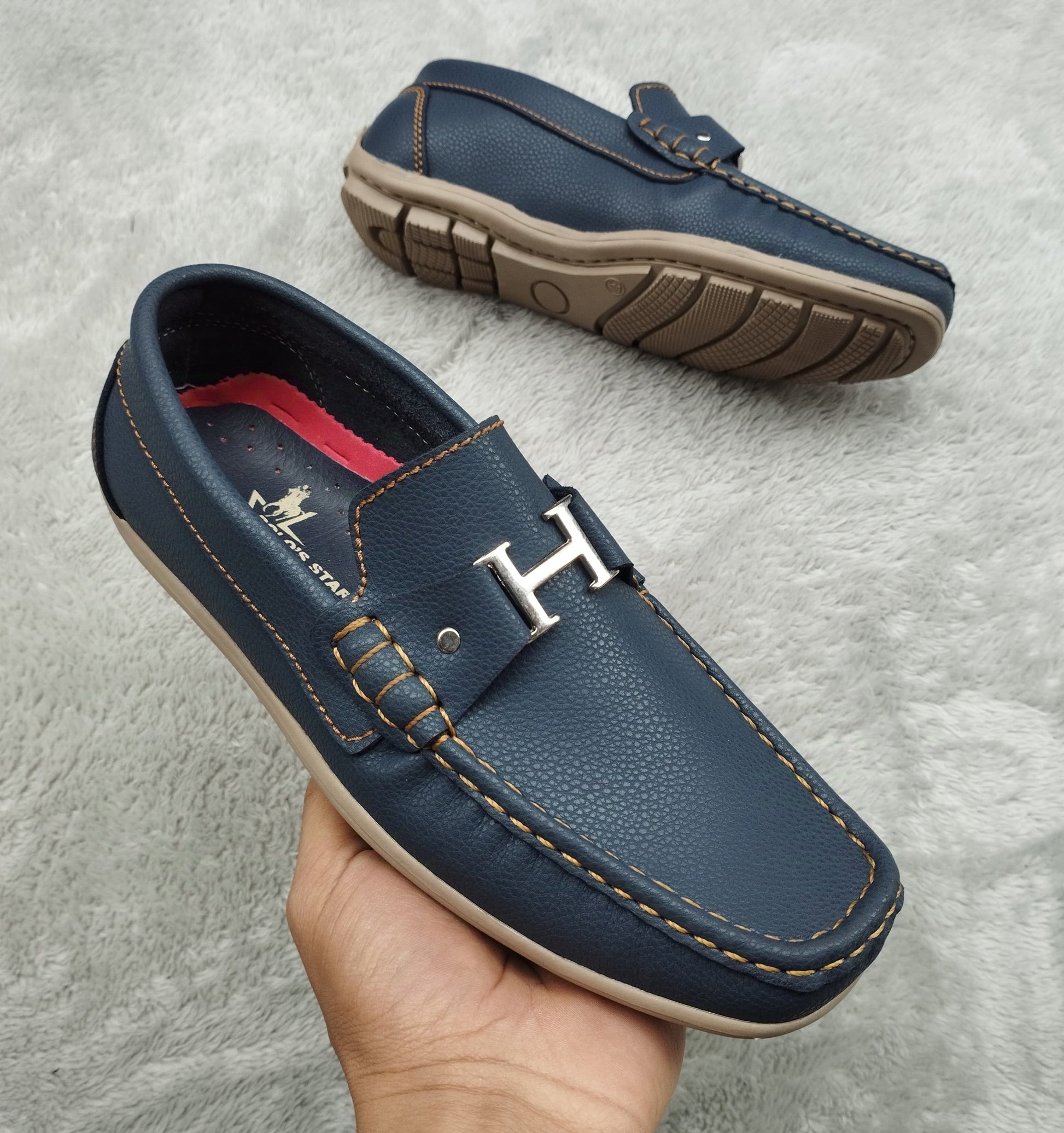 mocasin 209h azul h miel basecuero Carazzi23