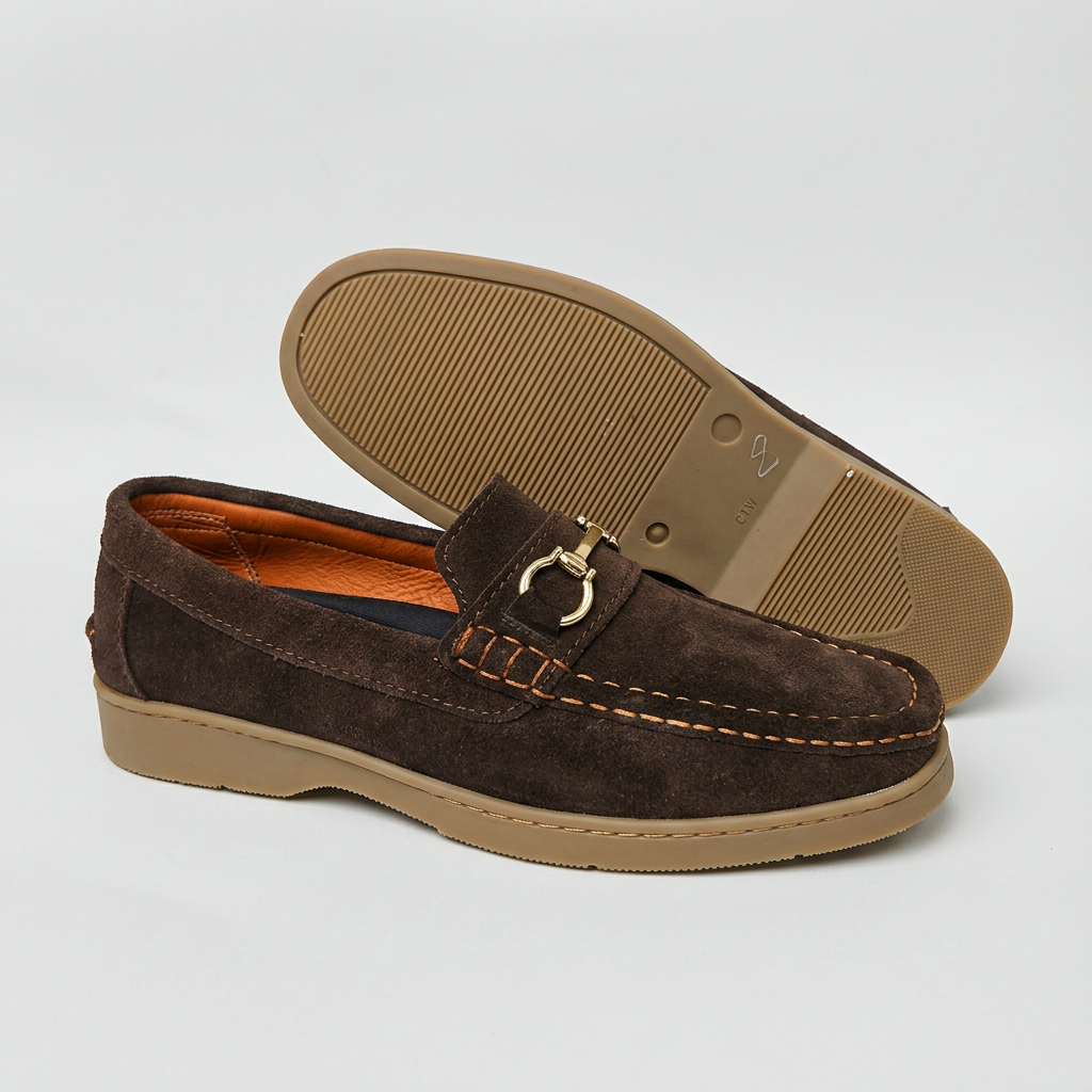 Mocasín Carnaza CUERO Café con Herraje