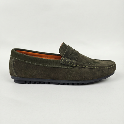 Mocasín de Carnaza CUERO Verde con Antifaz