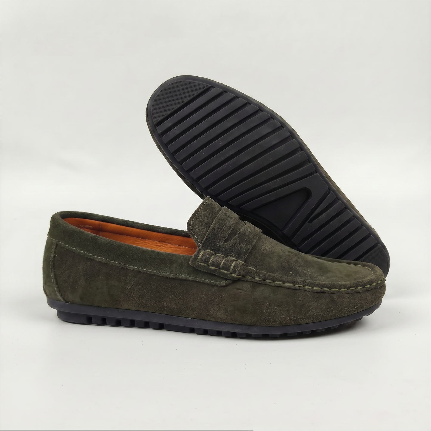 Mocasín de Carnaza CUERO Verde con Antifaz