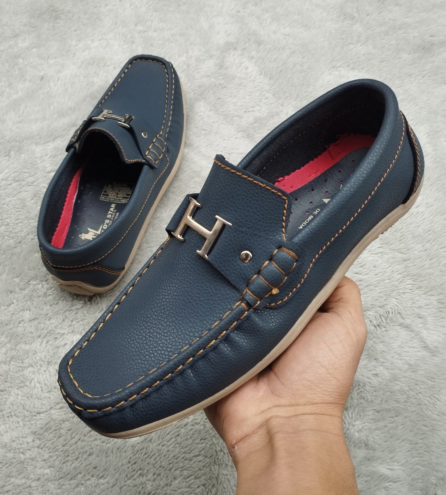 mocasin 209h azul h miel basecuero Carazzi23