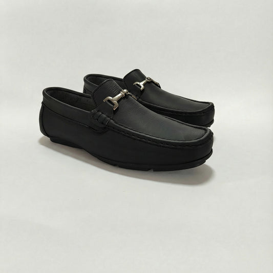 Mocasín de cuero negro para hombre